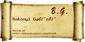 Bakonyi Győző névjegykártya